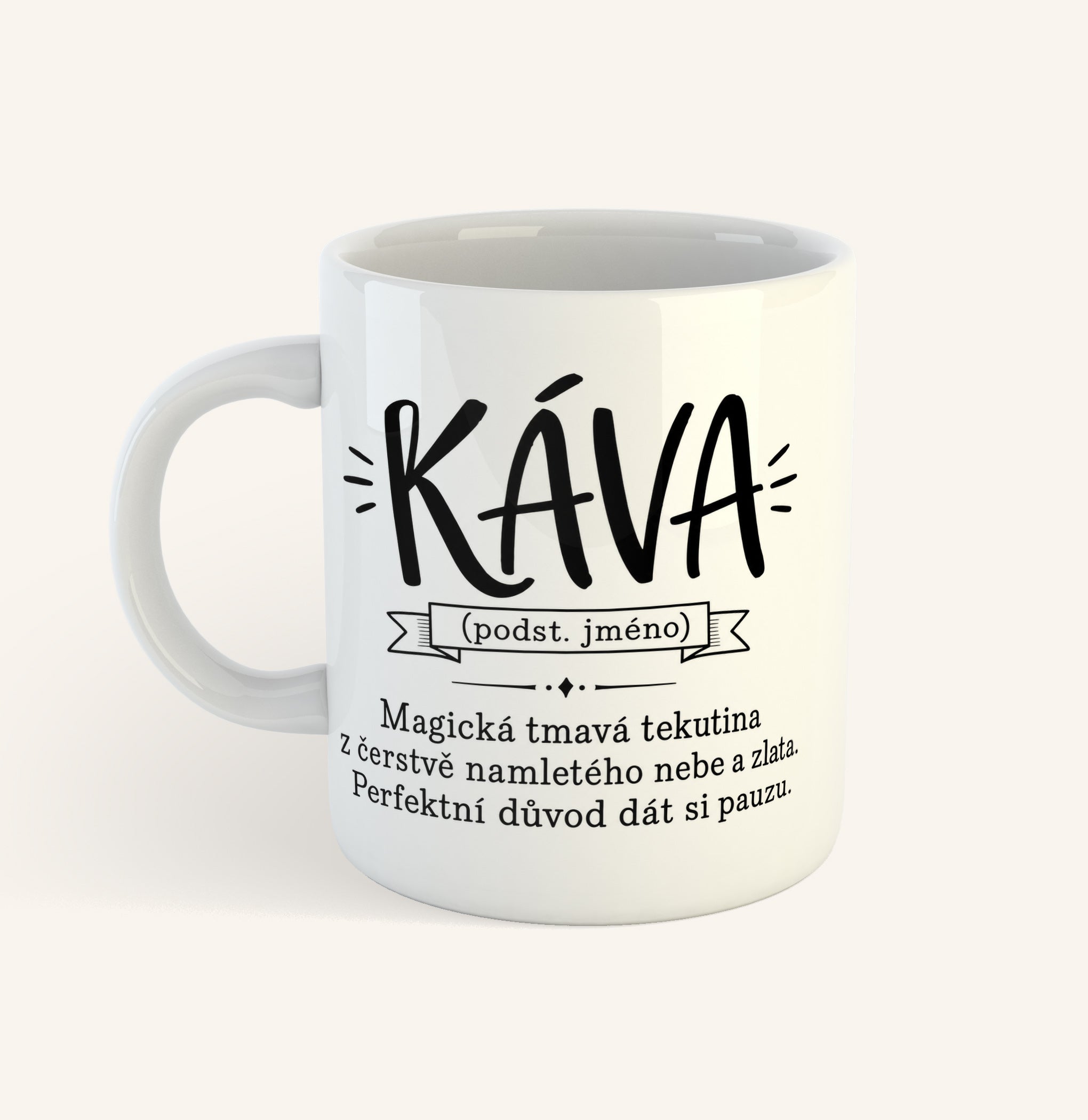 Keramický hrnek s potiskem Káva a slovníkovou definicí