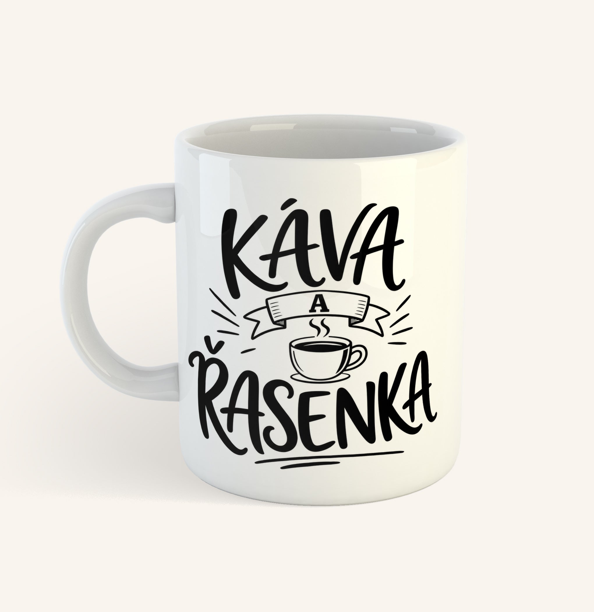Keramický hrnek s textem Káva a řasenka