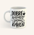 Keramický hrnek s textem Dobré nápady začínají kávou