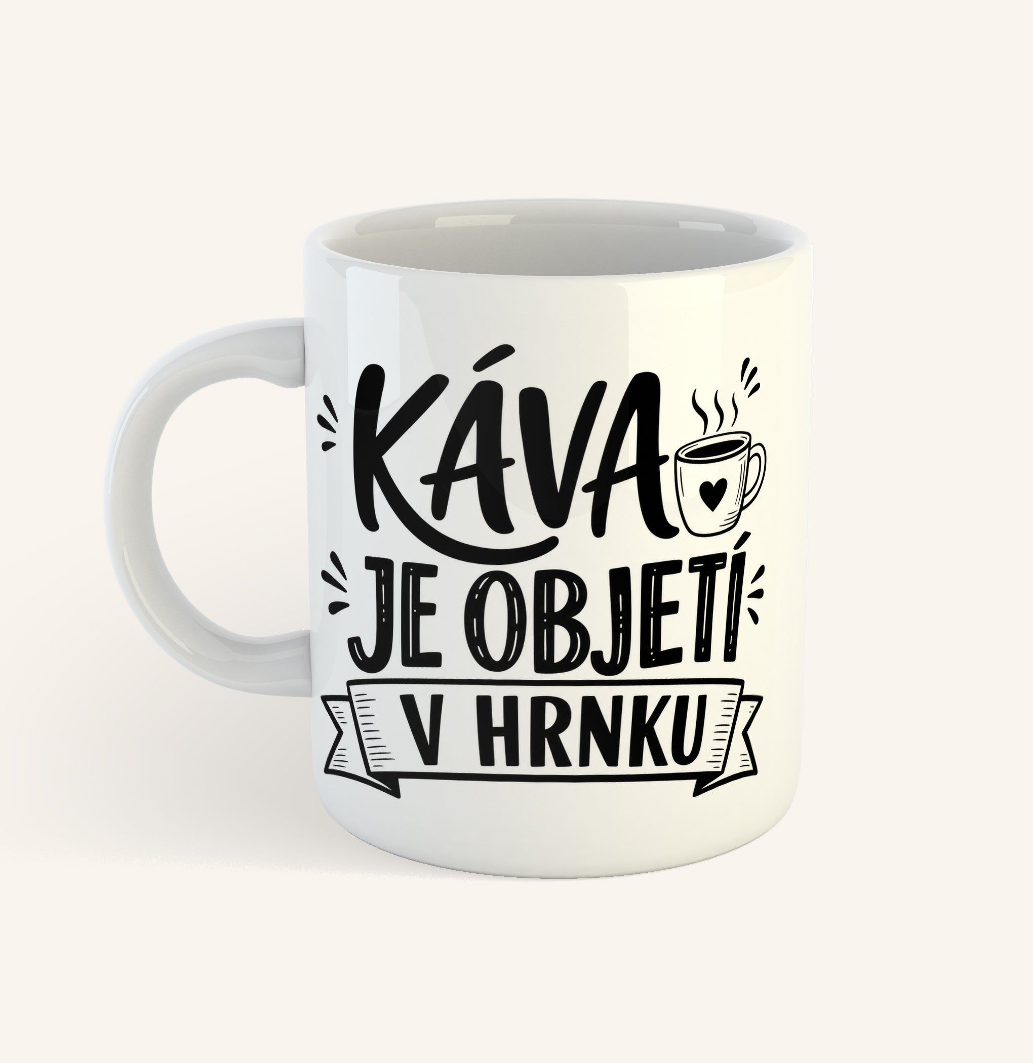 Keramický hrnek s textem Káva je objetí v hrnku