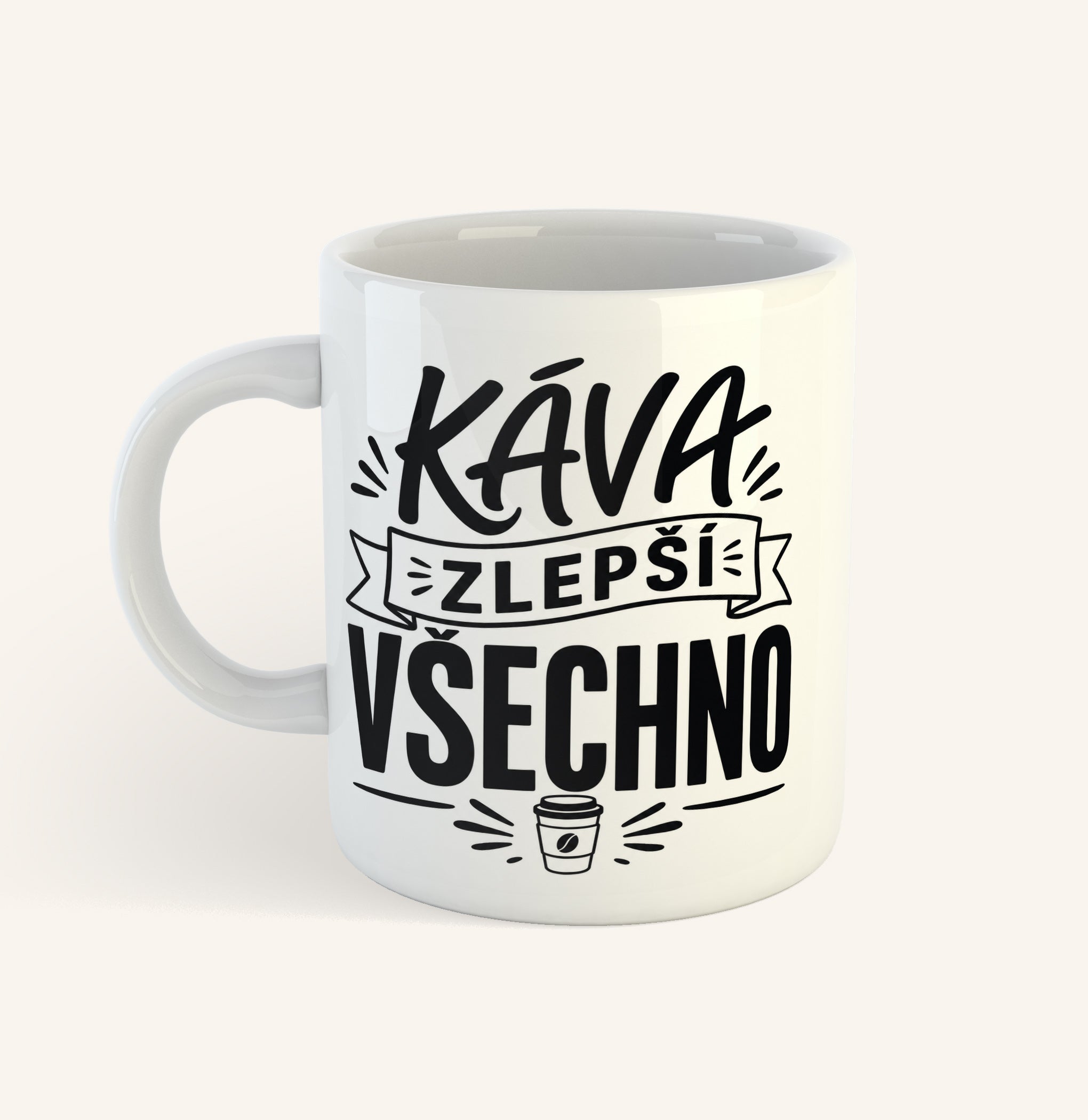 Keramický hrnek s textem Káva zlepší všechno