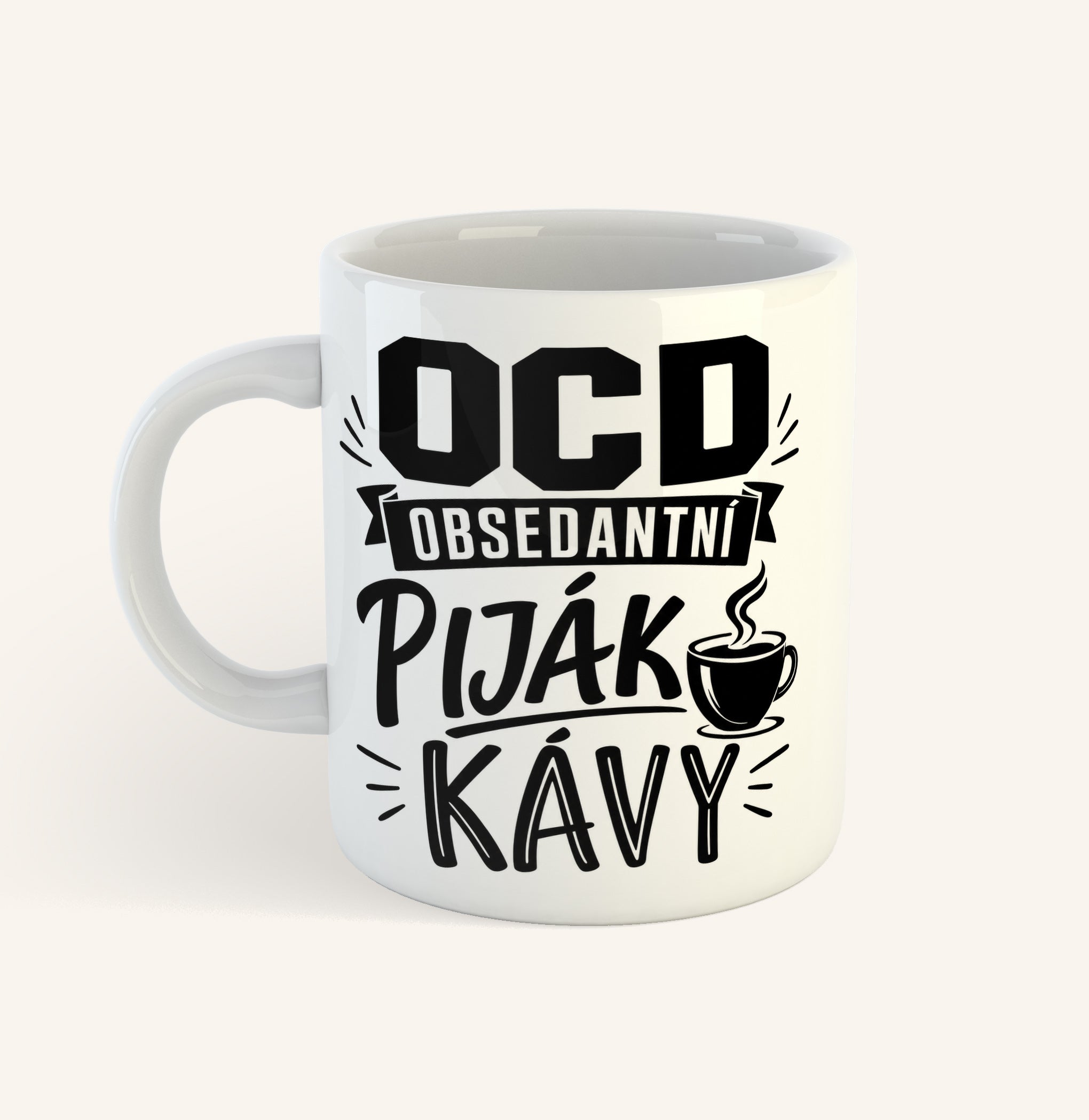 Keramický hrnek s nápisem OCD Obsedantní piják kávy