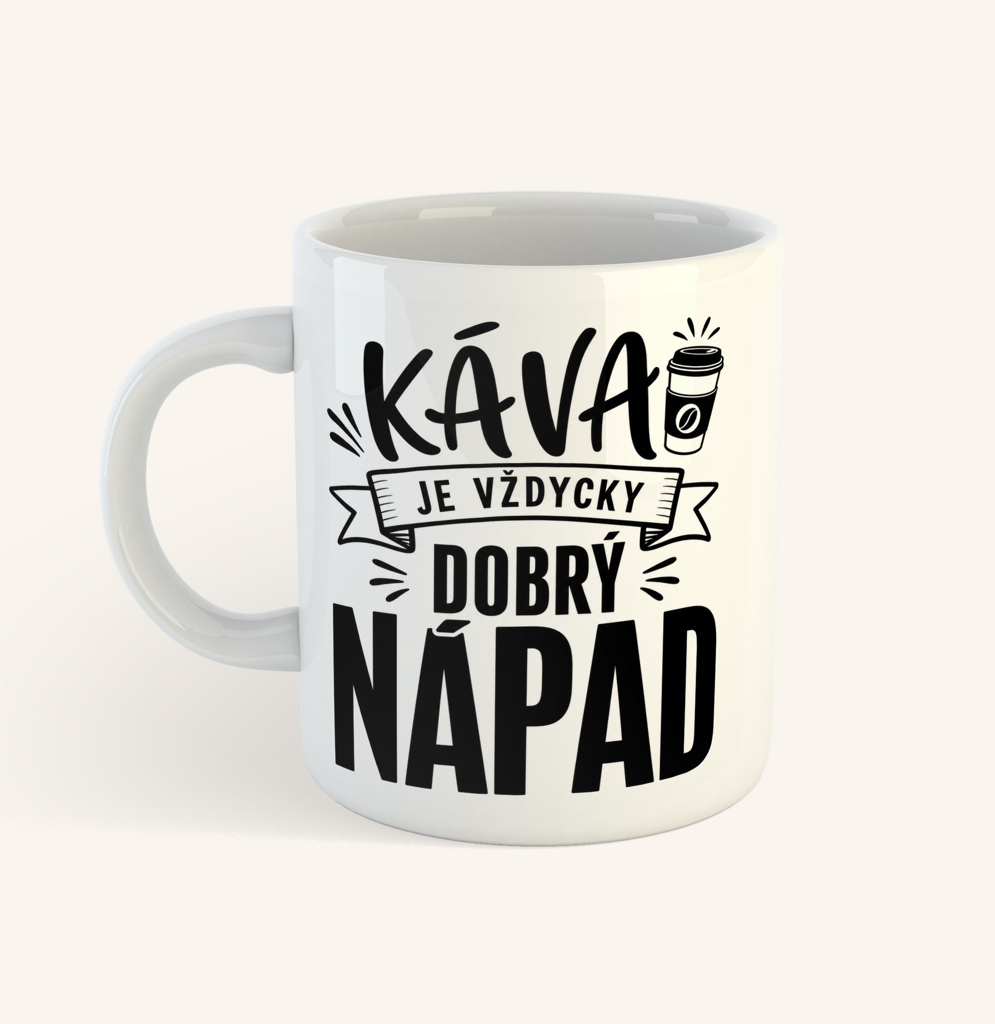 Keramický hrnek s textem Káva je vždycky dobrý nápad