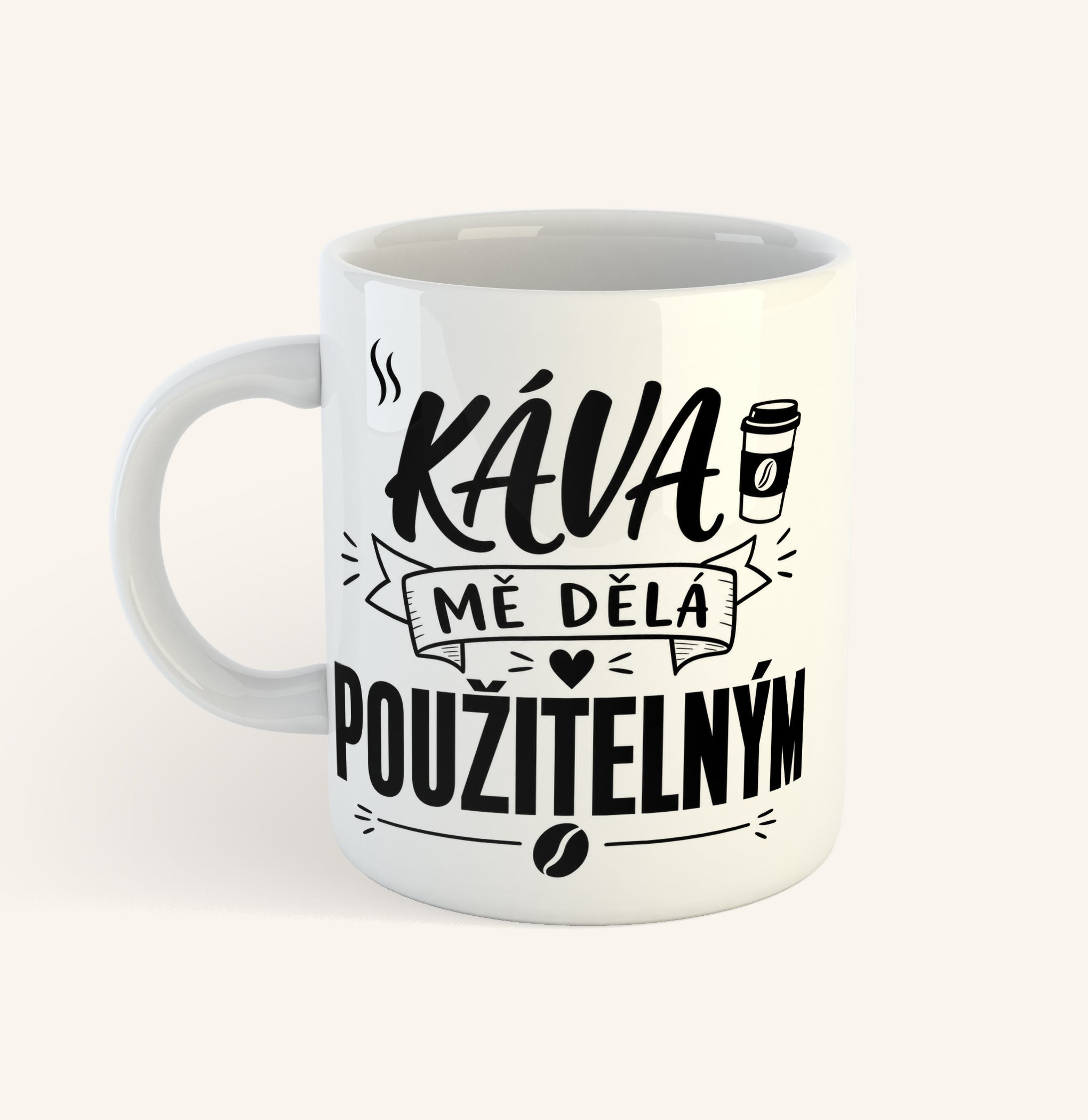 Keramický hrnek s potiskem Káva mě dělá použitelným