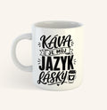 Keramický hrnek s textem Káva je můj jazyk lásky