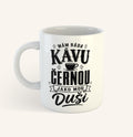 Bílý keramický hrnek s textem Kávu černou jako mou duši